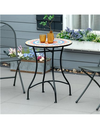 Outsunny Φ60cm Mosaic Outdoor Patio Table - Red