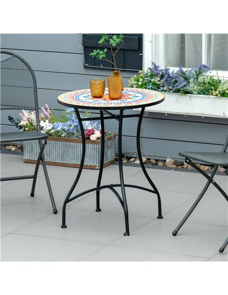 Outsunny Φ60cm Mosaic Outdoor Patio Table - Red - pic 179583 | FastDaddyshop