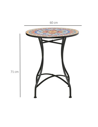 Outsunny Φ60cm Mosaic Outdoor Patio Table - Red