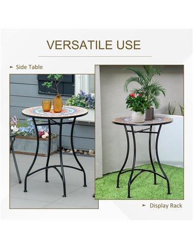 Outsunny Φ60cm Mosaic Outdoor Patio Table - Red