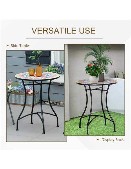 Outsunny Φ60cm Mosaic Outdoor Patio Table - Red - pic 179585 | FastDaddyshop