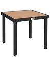 Outsunny 78 cm Garden Dining Table for 4 People, Square Outdoor Coffee End Side Table with Aluminium Legs, Natural Wood Finish