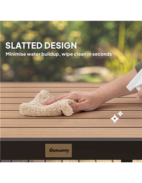 Outsunny 78 cm Garden Dining Table for 4 People, Square Outdoor Coffee End Side Table with Aluminium Legs, Natural Wood Finish - pic 179595 | FastDaddyshop