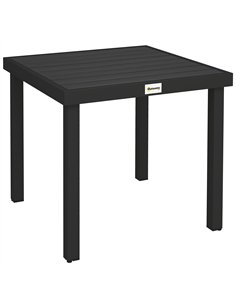Outsunny 78 cm Garden Dining Table for 4 People, Square Outdoor Coffee End Side Table with Aluminium Legs, Black