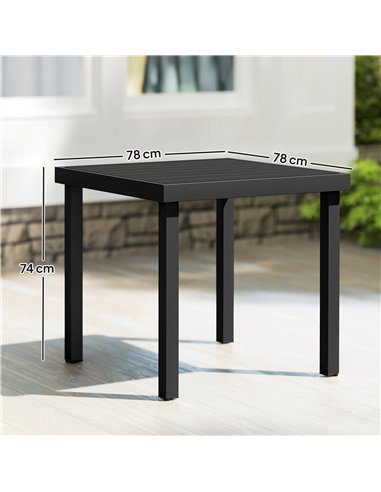 Outsunny 78 cm Garden Dining Table for 4 People, Square Outdoor Coffee End Side Table with Aluminium Legs, Black