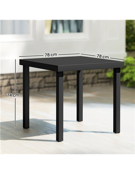 Outsunny 78 cm Garden Dining Table for 4 People, Square Outdoor Coffee End Side Table with Aluminium Legs, Black - pic 179602 | FastDaddyshop