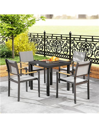 Outsunny 78 cm Garden Dining Table for 4 People, Square Outdoor Coffee End Side Table with Aluminium Legs, Black