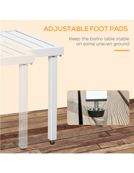 Outsunny Garden Side Table End Table Patio Coffee Table with Umbrella Hole, Steel Frame for Balcony, White - pic 179614 | FastDaddyshop