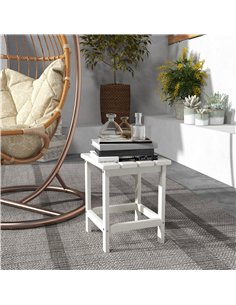 Outsunny Square Coffee Table, HDPE Tabletop and Frame for Porch, Garden, Side Table, 38 x 38 x 46 cm, White 2