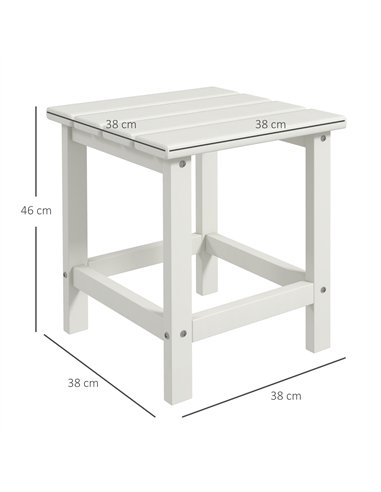 Outsunny Square Coffee Table, HDPE Tabletop and Frame for Porch, Garden, Side Table, 38 x 38 x 46 cm, White