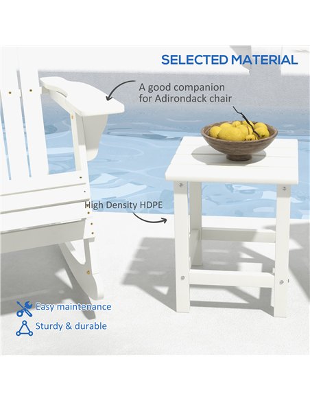 Outsunny Square Coffee Table, HDPE Tabletop and Frame for Porch, Garden, Side Table, 38 x 38 x 46 cm, White - pic 179621 | FastDaddyshop