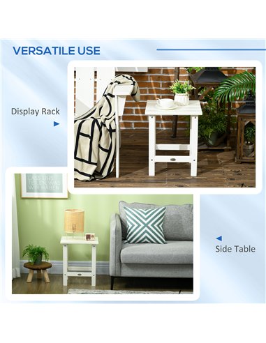 Outsunny Square Coffee Table, HDPE Tabletop and Frame for Porch, Garden, Side Table, 38 x 38 x 46 cm, White