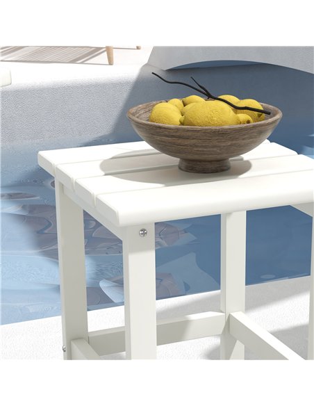 Outsunny Square Coffee Table, HDPE Tabletop and Frame for Porch, Garden, Side Table, 38 x 38 x 46 cm, White - pic 179624 | FastDaddyshop
