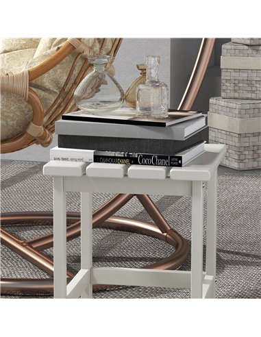 Outsunny Square Coffee Table, HDPE Tabletop and Frame for Porch, Garden, Side Table, 38 x 38 x 46 cm, White