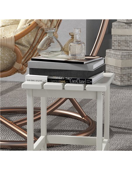 Outsunny Square Coffee Table, HDPE Tabletop and Frame for Porch, Garden, Side Table, 38 x 38 x 46 cm, White - pic 179625 | FastDaddyshop