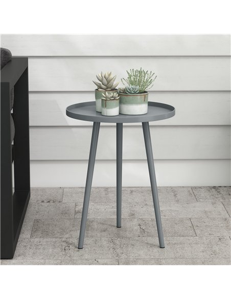 Outsunny Round Garden Coffee Table, Outdoor Side Table with Rounded Steel Edge, Ø40 x 50H cm, Grey - pic 179628 | FastDaddyshop