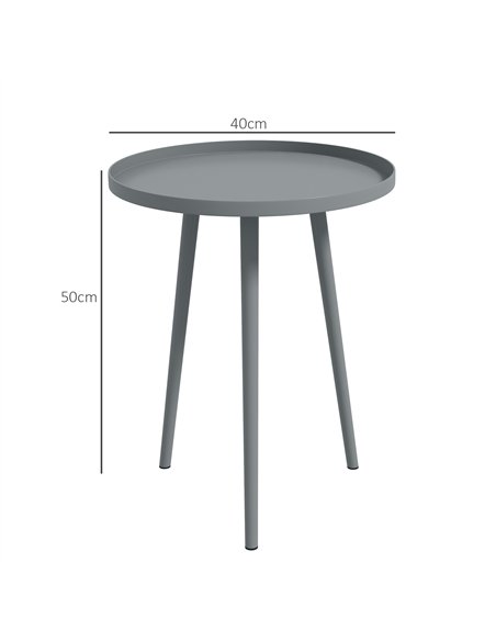 Outsunny Round Garden Coffee Table, Outdoor Side Table with Rounded Steel Edge, Ø40 x 50H cm, Grey - pic 179629 | FastDaddyshop