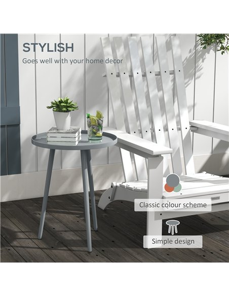 Outsunny Round Garden Coffee Table, Outdoor Side Table with Rounded Steel Edge, Ø40 x 50H cm, Grey - pic 179630 | FastDaddyshop