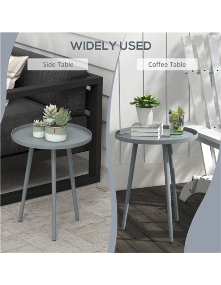 Outsunny Round Garden Coffee Table, Outdoor Side Table with Rounded Steel Edge, Ø40 x 50H cm, Grey - pic 179631 | FastDaddyshop