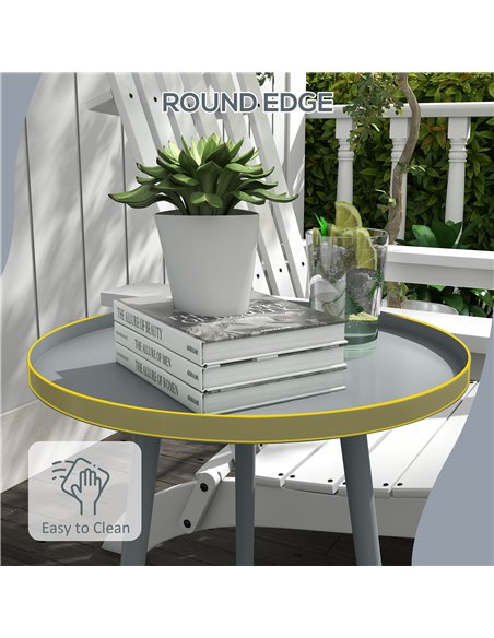 Outsunny Round Garden Coffee Table, Outdoor Side Table with Rounded Steel Edge, Ø40 x 50H cm, Grey - pic 179632 | FastDaddyshop