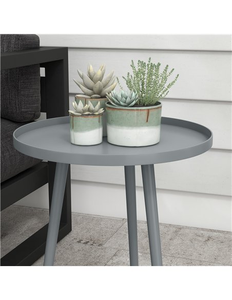 Outsunny Round Garden Coffee Table, Outdoor Side Table with Rounded Steel Edge, Ø40 x 50H cm, Grey - pic 179633 | FastDaddyshop
