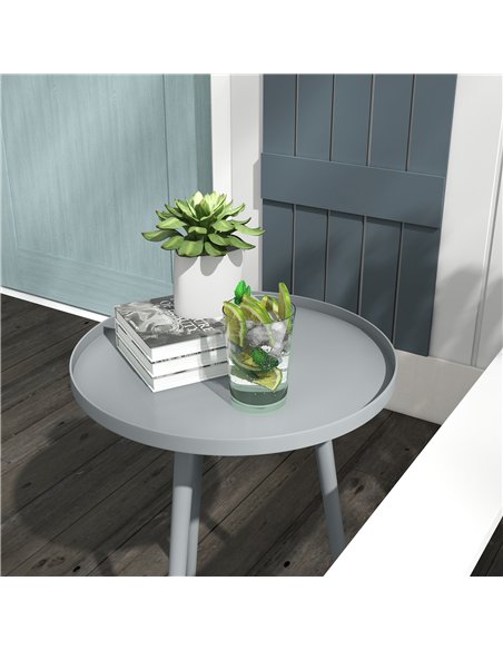 Outsunny Round Garden Coffee Table, Outdoor Side Table with Rounded Steel Edge, Ø40 x 50H cm, Grey - pic 179634 | FastDaddyshop