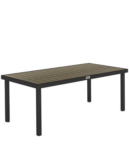 Outsunny Aluminium Outdoor Garden Dining Table for 8 People, Faux Wood Top, for Garden, Patio, 190 x 90 x 74cm, Brown - pic 179636 | FastDaddyshop