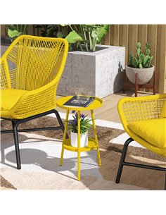 Outsunny Two-Tier Metal Garden Table - Yellow 2