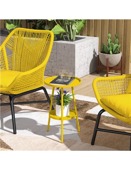 Outsunny Two-Tier Metal Garden Table - Yellow - pic 179646 | FastDaddyshop