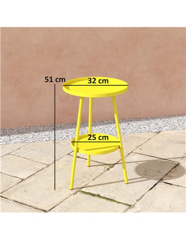 Outsunny Two-Tier Metal Garden Table - Yellow