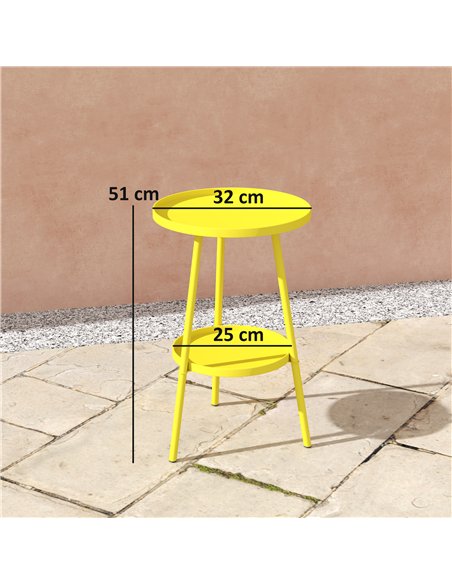Outsunny Two-Tier Metal Garden Table - Yellow - pic 179647 | FastDaddyshop
