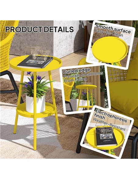 Outsunny Two-Tier Metal Garden Table - Yellow - pic 179649 | FastDaddyshop