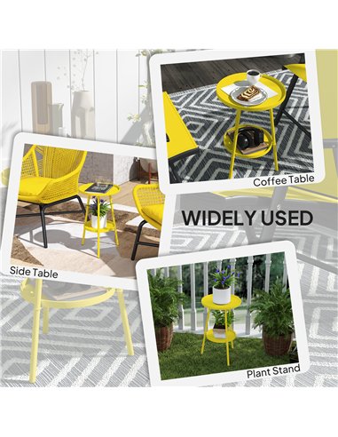 Outsunny Two-Tier Metal Garden Table - Yellow