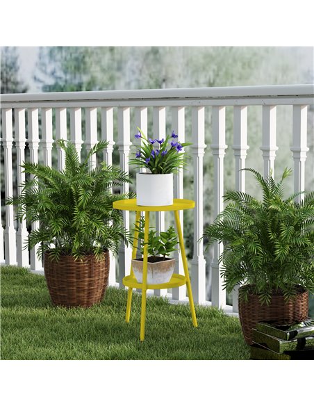 Outsunny Two-Tier Metal Garden Table - Yellow - pic 179651 | FastDaddyshop