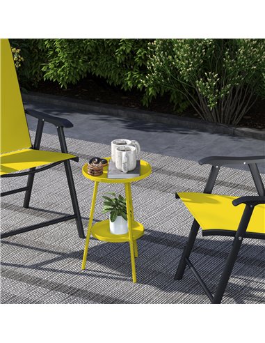 Outsunny Two-Tier Metal Garden Table - Yellow