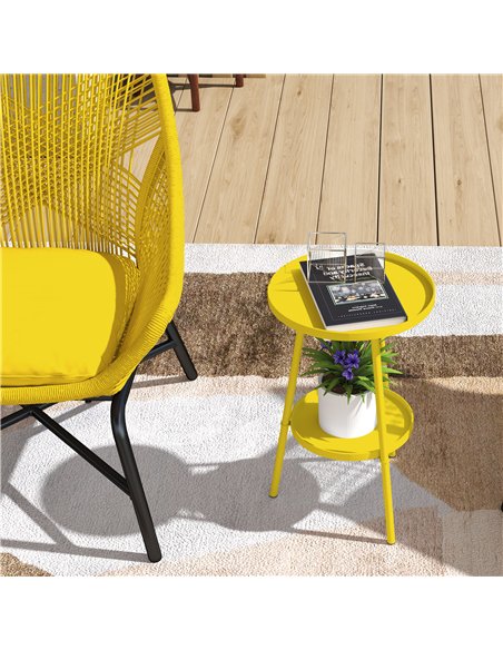 Outsunny Two-Tier Metal Garden Table - Yellow - pic 179653 | FastDaddyshop
