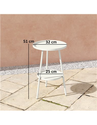Outsunny Two-Tier Metal Garden Table - White