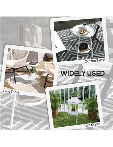 Outsunny Two-Tier Metal Garden Table - White