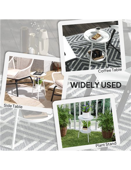 Outsunny Two-Tier Metal Garden Table - White - pic 179659 | FastDaddyshop