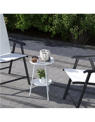 Outsunny Two-Tier Metal Garden Table - White