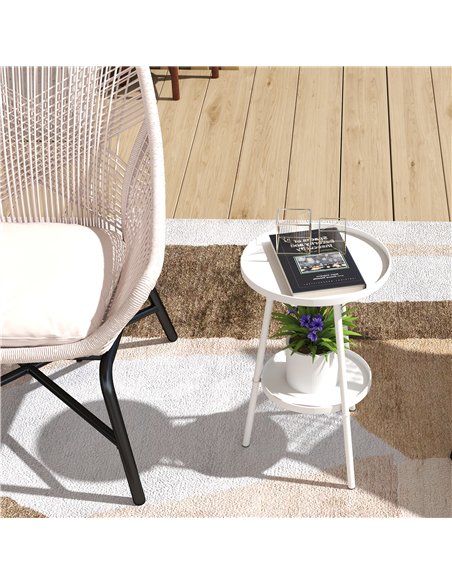 Outsunny Two-Tier Metal Garden Table - White - pic 179662 | FastDaddyshop