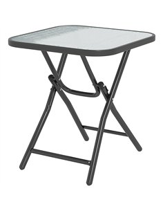 Outsunny Foldable Garden Table Square Folding Table for Patio Garden 45 x 45 x 50Hcm Black