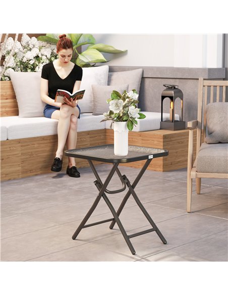 Outsunny Foldable Garden Table Square Folding Table for Patio Garden 45 x 45 x 50Hcm Black - pic 179673 | FastDaddyshop