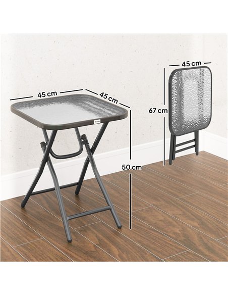 Outsunny Foldable Garden Table Square Folding Table for Patio Garden 45 x 45 x 50Hcm Black - pic 179674 | FastDaddyshop