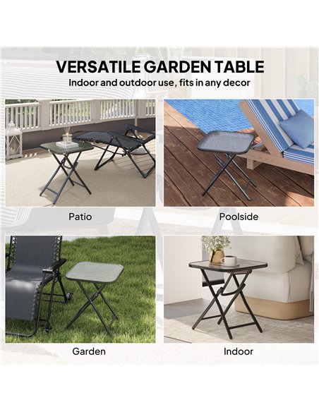 Outsunny Foldable Garden Table Square Folding Table for Patio Garden 45 x 45 x 50Hcm Black - pic 179676 | FastDaddyshop