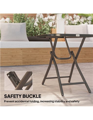 Outsunny Foldable Garden Table Square Folding Table for Patio Garden 45 x 45 x 50Hcm Black