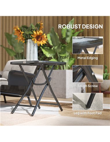 Outsunny Foldable Garden Table Square Folding Table for Patio Garden 45 x 45 x 50Hcm Black