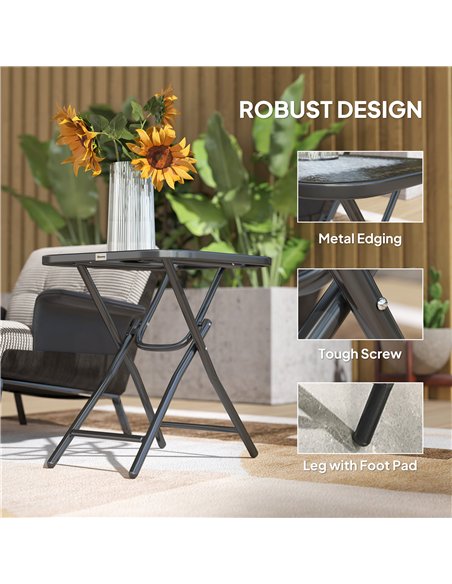 Outsunny Foldable Garden Table Square Folding Table for Patio Garden 45 x 45 x 50Hcm Black - pic 179678 | FastDaddyshop