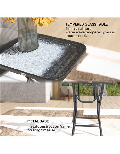 Outsunny Foldable Garden Table Square Folding Table for Patio Garden 45 x 45 x 50Hcm Black
