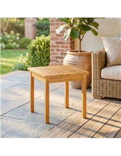 Outsunny Coffee Table Fully Assembled Patio Side Table Slatted Top Solid Acacia Wood for Indoor Outdoor Natural Wood 2